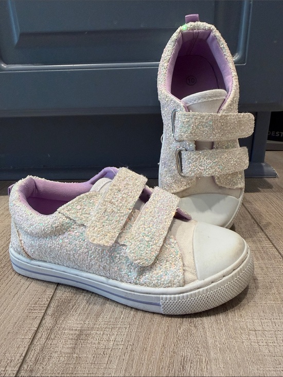Other - White Glitter Velcro Closure Sneakers- Girls Size 10